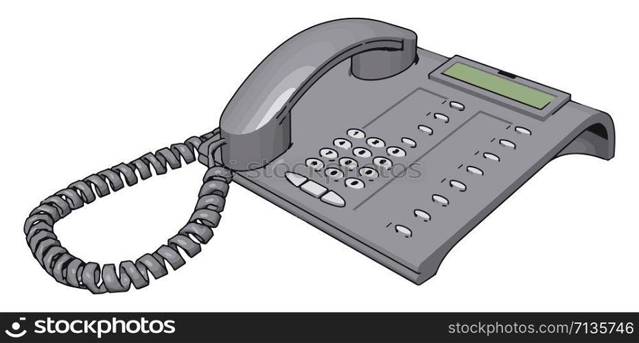 Silver telephone, illustration, vector on white background.