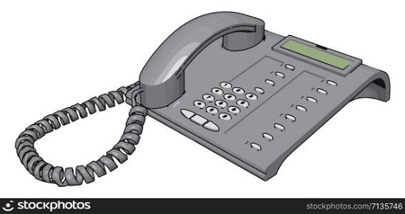 Silver telephone, illustration, vector on white background.