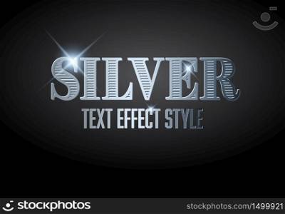 Silver text effect template with sparkles on a dark background