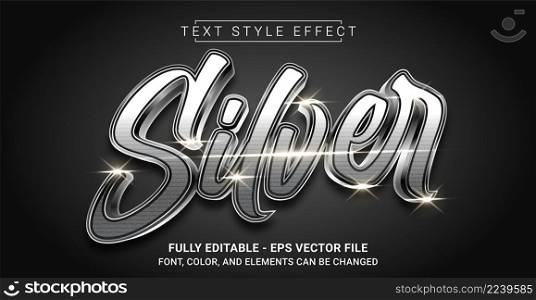 Silver Text Style Effect. Graphic Design Element.