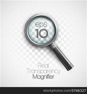 Silver transparent Magnifier. Vector illustration EPS 10. Magnifier. Vector illustration