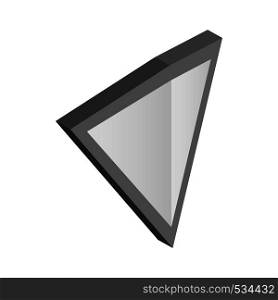 Silver triangular shield icon in isometric 3d style on a white background. Silver triangular shield icon, isometric 3d style