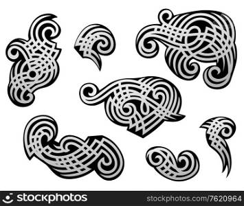 Silver tribal tracery set for embellishment or tattoo design