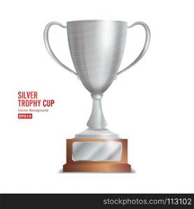 Silver Trophy Cup. Winner Concept. Award Design. Isolated On White Background Vector Illustration. Silver Trophy Cup. Winner Concept. Award Design. Isolated On White Background Vector Illustration.