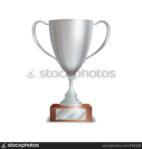 Silver Trophy Cup. Winner Concept. Award Design. Isolated On White Background Vector Illustration. Silver Trophy Cup. Winner Concept. Award Design. Isolated On White Background Vector Illustration.