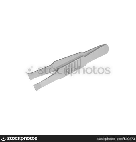 Silver tweezers icon in isometric 3d style isolated on white background. Tweezers icon, isometric 3d style