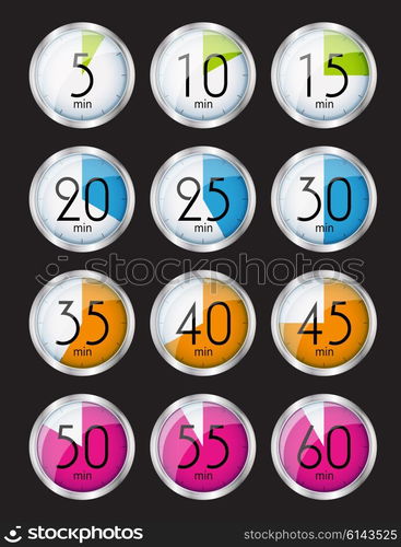 Silver Watch Designation Minutes. Vector Illustration EPS10. Silver Watch Designation Minutes. Vector Illustration