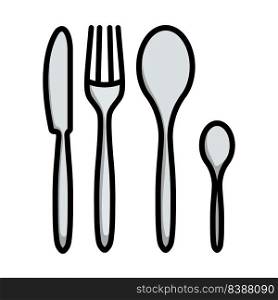 Silverware Set Icon. Editable Bold Outline With Color Fill Design. Vector Illustration.