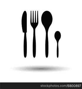 Silverware set icon. White background with shadow design. Vector illustration.