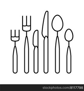 silverware utensil line icon vector. silverware utensil sign. isolated contour symbol black illustration. silverware utensil line icon vector illustration