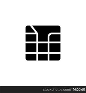 SIM Card Chip. Flat Vector Icon. Simple black symbol on white background. SIM Card Chip Flat Vector Icon