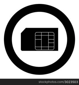 Sim card icon black color in circle or round vector illustration