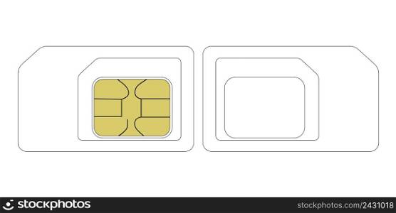SIM card size template, vector nano & micro SIM card gsm communication