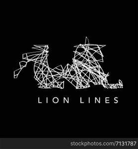 simple abstract lion lines illustration on black background