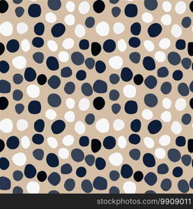 Simple abstract print with masonry seamless pattern. White and navy blue rocks on light beige background. Decorative backdrop for wallpaper, textile, wrapping paper, fabric print. Vector illustration.. Simple abstract print with masonry seamless pattern. White and navy blue rocks on light beige background.