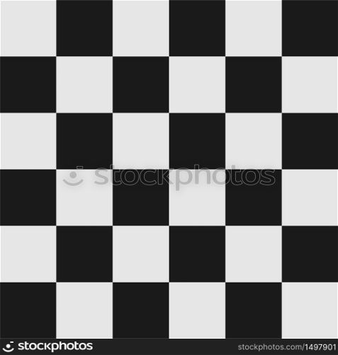 Simple abstract vector background of black and white squares. Chess checkerboard or tile mosaic texture. Checkered racing line finish seamless pattern.
