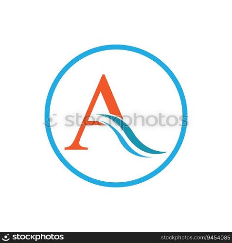 simple and elegant letter A and water wave logo suitable for a company logo or brand,trademark