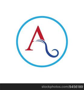simple and elegant letter A and water wave logo suitable for a company logo or brand,trademark