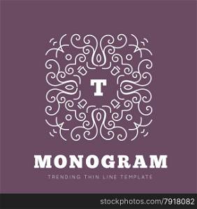 Simple and graceful monogram design template, Elegant lineart logo design, vector illustration