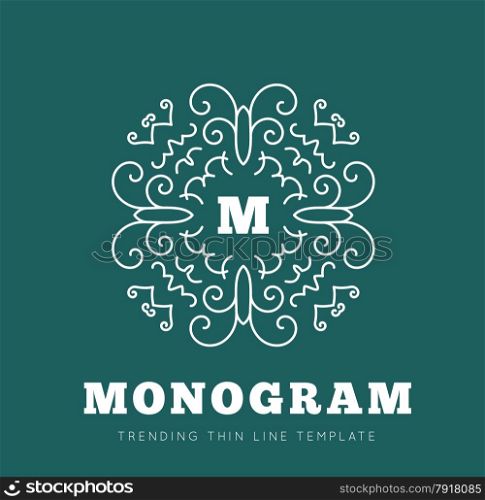 Simple and graceful monogram design template, Elegant lineart logo design, vector illustration