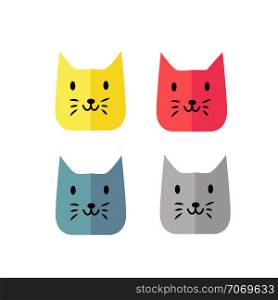 simple and modern funny cat face color style,Pet store logo,Funny cat