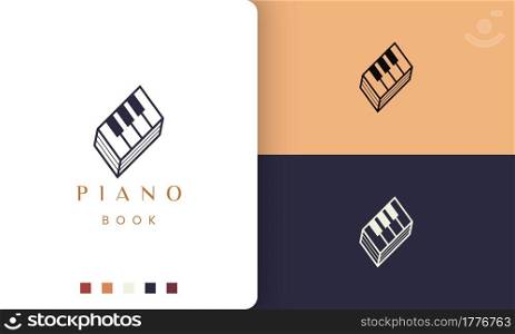 simple and modern piano book logo or icon
