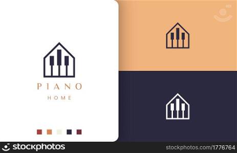simple and modern piano home logo or icon
