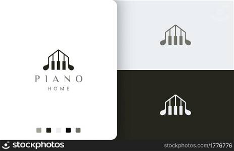 simple and modern piano house logo or icon
