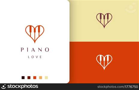 simple and modern piano love logo or icon