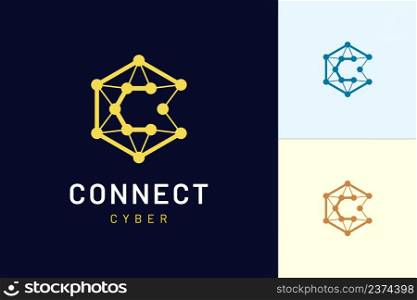 Simple and modern styled logo template hexagon and letter C representing technology