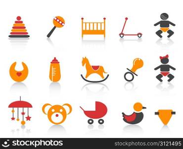 simple baby icons set with orange ,red and black color
