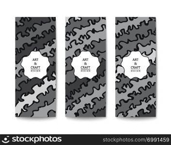 Simple banner with a handmade drawing pattern. Colored design in grey tones. Flat Vector template. Simple handmade drawing banner