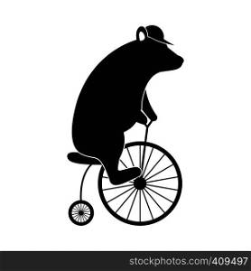 Simple bear on bike flat icon isolated on white background. Simple bear on bike icon