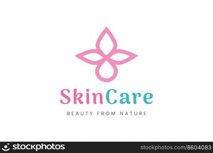 Simple Beauty care logo with oil droplet and leaf shape