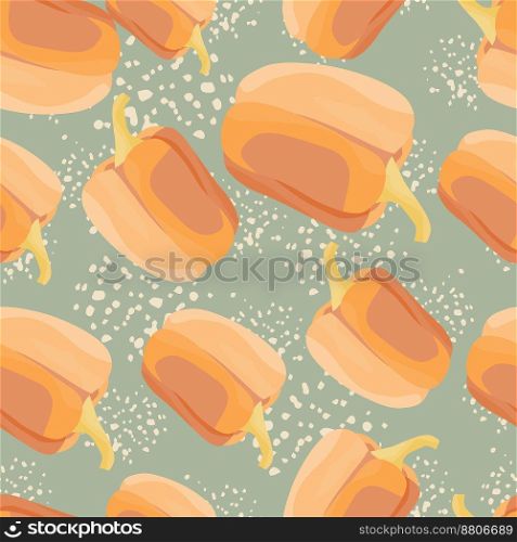 Simple bell pepper seamless pattern. Bulgarian pepper wallpaper. Design for fabric, textile print, wrapping paper, kitchen textiles. Vector illustration. Simple bell pepper seamless pattern. Bulgarian pepper wallpaper.