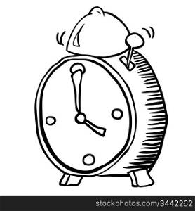 simple black and white alarm clock cartoon