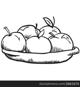 simple black and white apples cartoon
