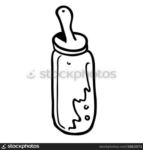 simple black and white baby bottle cartoon