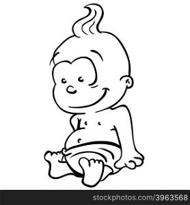 simple black and white baby cartoon