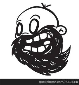 simple black and white bearded bald man cartoon