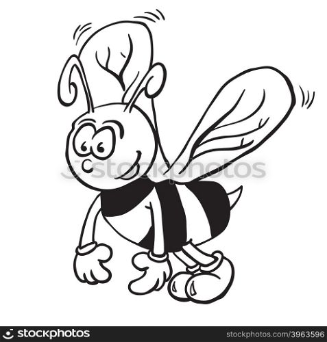 simple black and white bee cartoon illustration