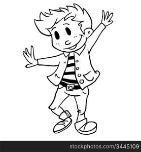 simple black and white boy dancing cartoon