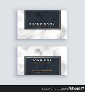 simple black and white business card with marble texture