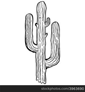 simple black and white cactus cartoon