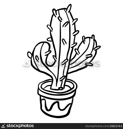 simple black and white cactus in a pot
