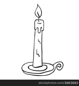 simple black and white candle cartoon