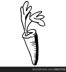 simple black and white carrot cartoon
