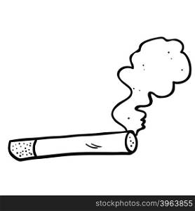 simple black and white cartoon smoking cigarette