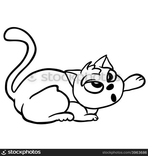 simple black and white cat cartoon illustration