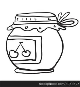 simple black and white cherry jam jar cartoon